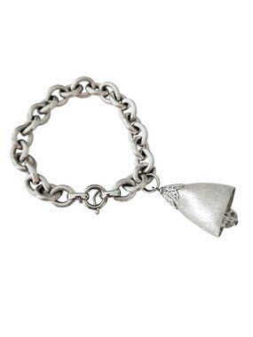 Napier Vintage Silver Tone Bell Crystal Dangle Bracelet Signed, J599